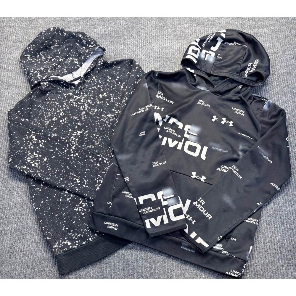 Under Armour Boys Hoodie Bundle Size Large YLG Black Logo Splatter 2 Pack